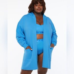 Savage X Fenty Blue Forever Savage Short Dressing Gown Hooded Robe